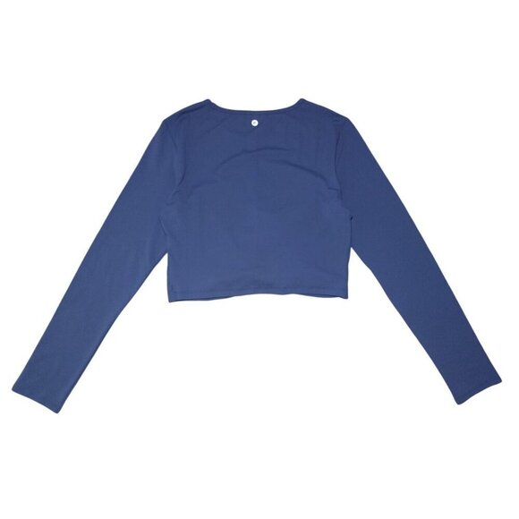 90 Degree By reflex, Blue Long Sleeve Twist Front Crop Top, Size L, NWT. - Picture 2 of 8